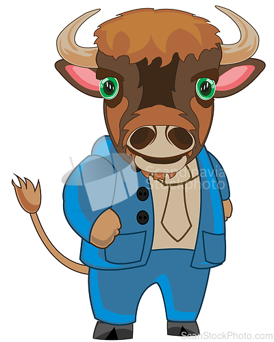 Image of Vector illustration of the wildlife bison in suit and tie