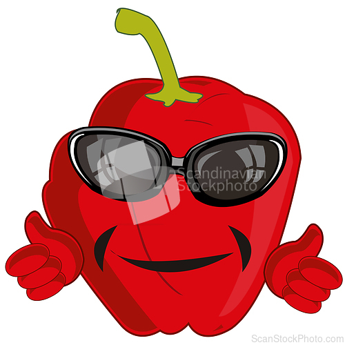 Image of Red pepper cartoon on white background is insulated