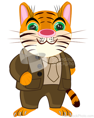 Image of Vector illustration of the fairy-tale tiger in suit with tie