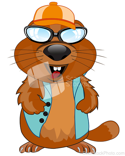 Image of Comic illustration of the woodchuck on white background is insulated