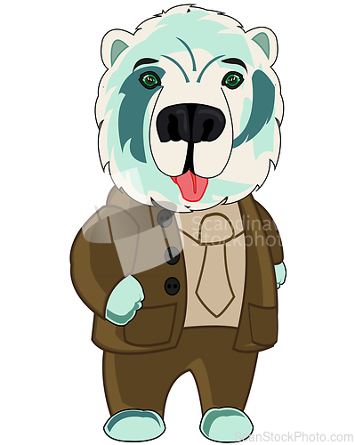 Image of Bear in suit on white background is insulated