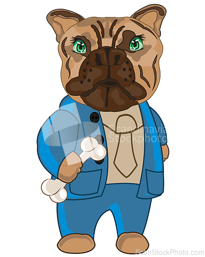 Image of Dog bulldog in suit on white background is insulated