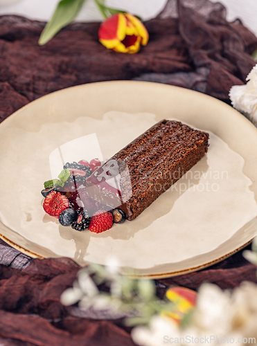 Image of Delicious chocolate cake slice