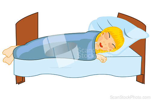 Image of Girl sleeps in beds on white background is insulated