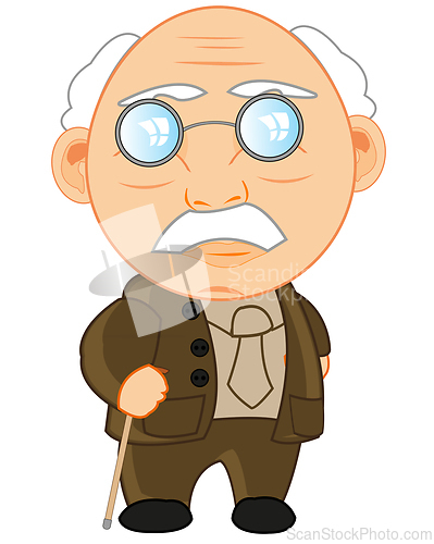 Image of Old man in suit on white background is insulated