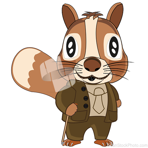 Image of Cartoon of the squirrel in suit on white background is insulated