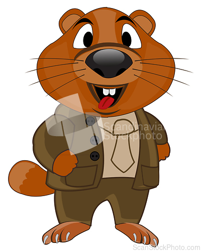 Image of Animal woodchuck in suit on white background is insulated