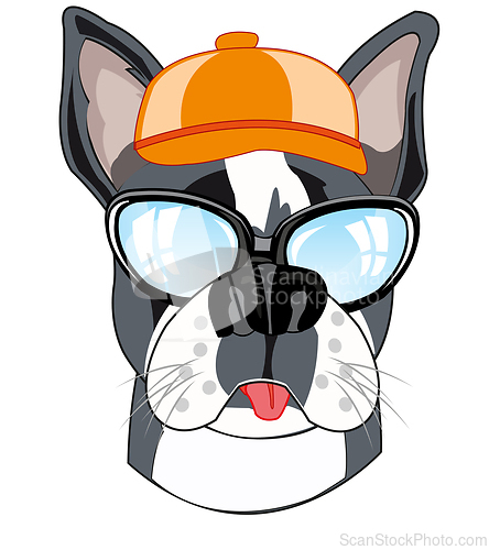Image of Vector illustration of the dog in cap and spectacles