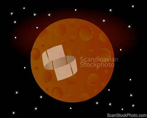 Image of Red planet mars on background starry sky
