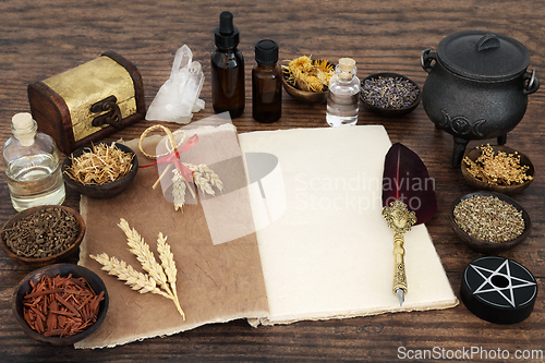 Image of Herbs and Magical Equipment for Natural Herbal Medicne
