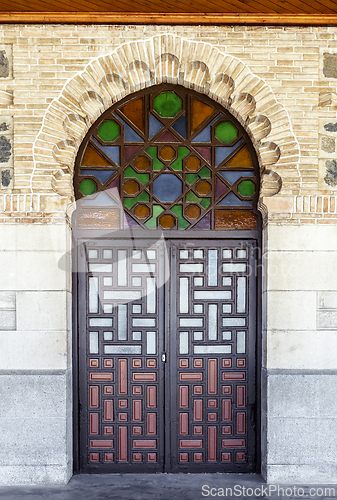 Image of Ornate door in moorish style in Toledo railway station