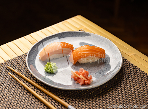 Image of Salmon nigiri sushi