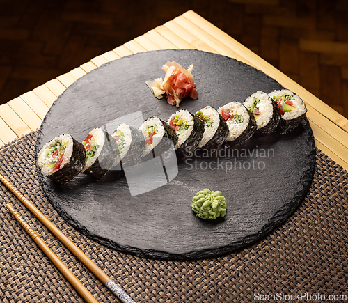 Image of Delicious vegan sushi rolls