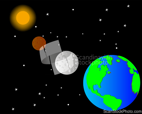 Image of Planets of the solar system on background starry sky