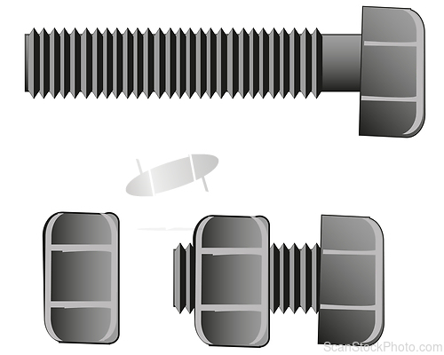 Image of Bolt and nut on white background is insulated