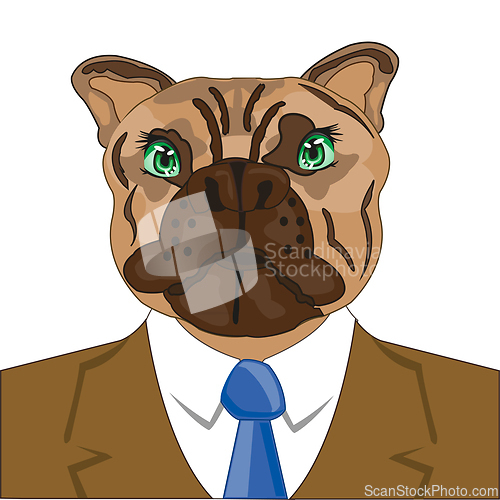 Image of Portrait of the dog in suit on white background is insulated