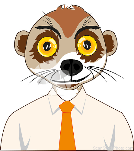 Image of Animal meerkat in shirt with tie on white background
