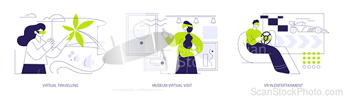 Image of Virtual reality and leisure time isolated cartoon vector illustrations se