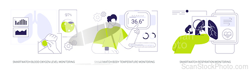 Image of Smartwatch healthcare technologies isolated cartoon vector illustrations se