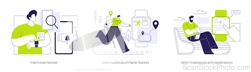 Image of Smartwatch features isolated cartoon vector illustrations se