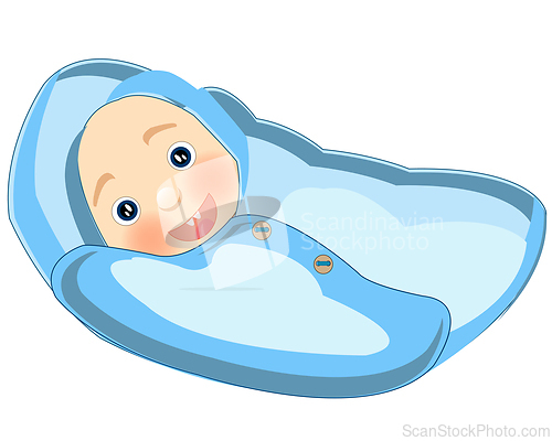 Image of Newborn infant in diaper on white background is insulated