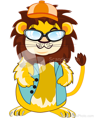 Image of Comic illustration animal lion on white background is insulated