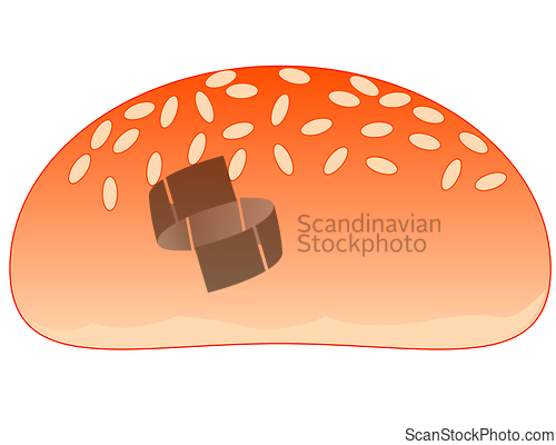 Image of Bun with sesame on white background is insulated