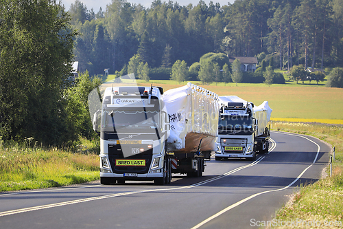Image of Two Volvo FH Oversize Load Transports on Road