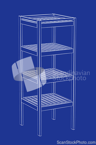 Image of 3D model of a bathroom shelving unit