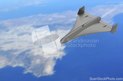 Image of Black jet powered military unmanned aerial vehicle