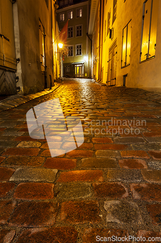 Image of Tallinn street in night, Estonia