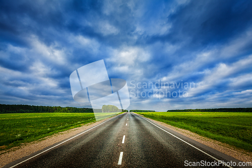 Image of Road and stormy sky