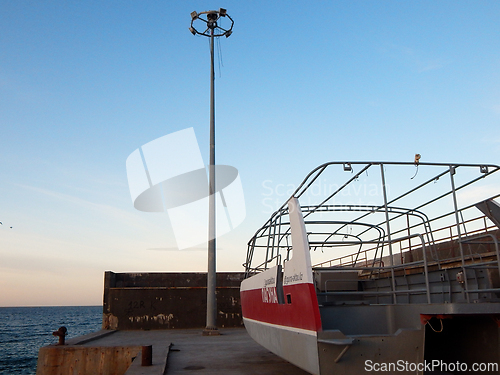 Image of Pleasure boat in storage.