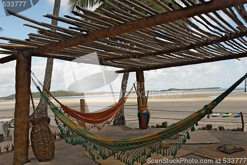 Image of bamboo cabin at the beach