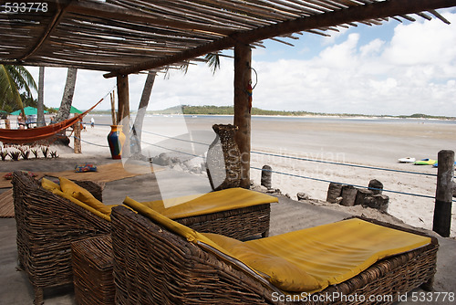 Image of bamboo cabin at the beach