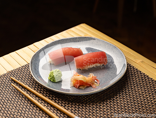 Image of Two maguro nigiri sushi