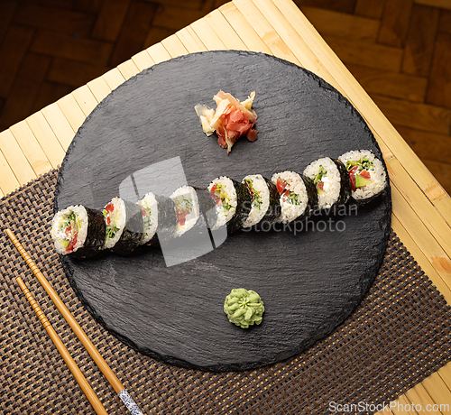 Image of Freshly made vegan sushi rolls