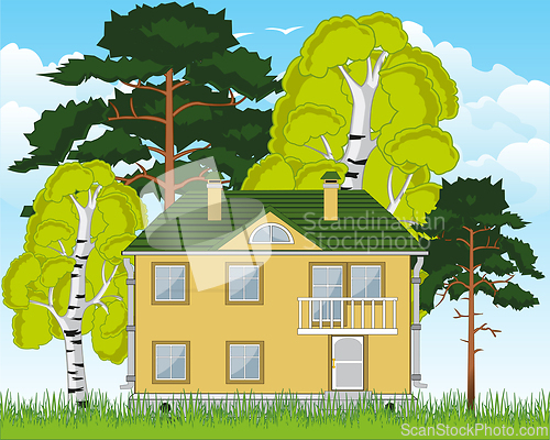 Image of Vector illustration year wood and comfortable building