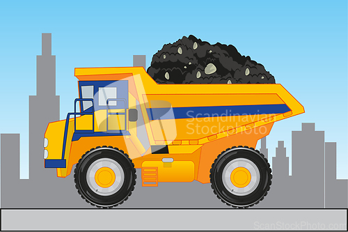 Image of Gruzhennyy dump truck goes on road in city