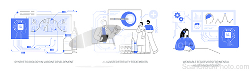 Image of AI and Biotech Revolutionizing Health Solutions abstract concept vector illustrations.