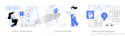 Image of AI in Healthcare and Daily Life abstract concept vector illustrations.