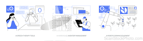 Image of AI Revolutionizing Therapy and Industry abstract concept vector illustrations.