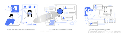 Image of AI Enhancing Service and Sustainability abstract concept vector illustrations.