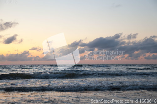 Image of sunset on the coast of the Baltic sea