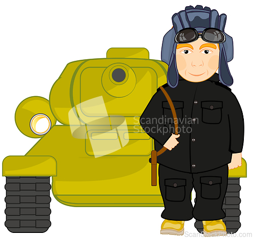 Image of Commander of the tank beside its combat machine