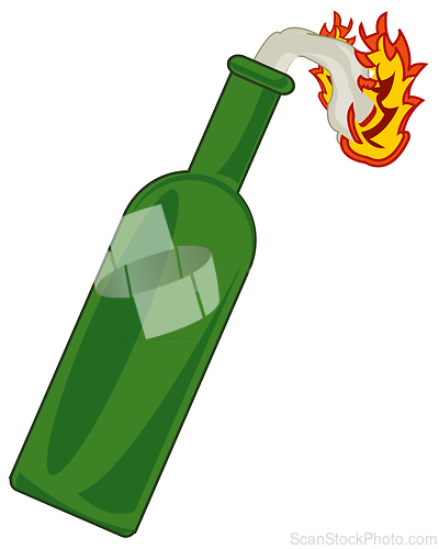 Image of Molotov cocktail incendiary mixture in bottle and rag