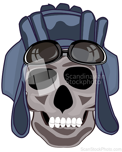 Image of Skull of the person in send armorer a cartoon