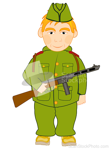 Image of Military in form with weapon in hand
