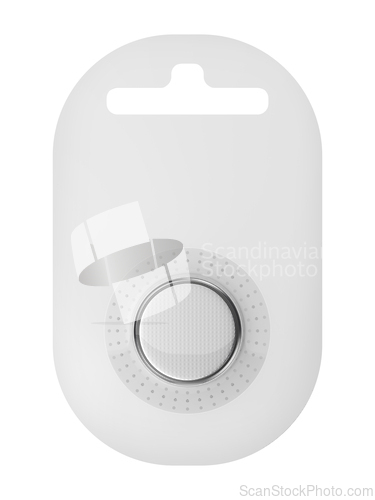 Image of White blank blister pack with coin battery