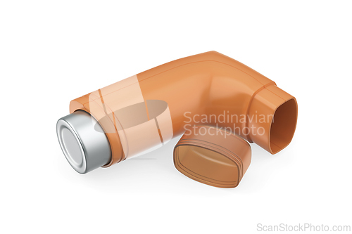 Image of Orange portable asthma inhaler